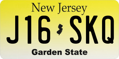 NJ license plate J16SKQ