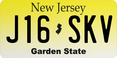 NJ license plate J16SKV