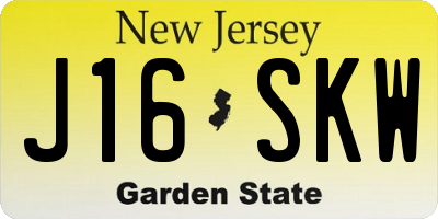 NJ license plate J16SKW