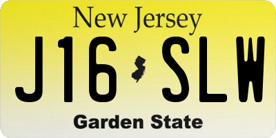 NJ license plate J16SLW
