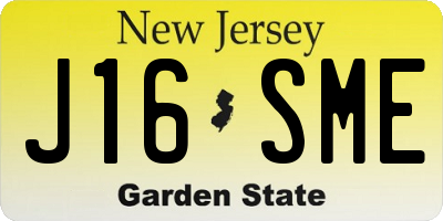 NJ license plate J16SME