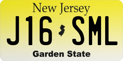 NJ license plate J16SML