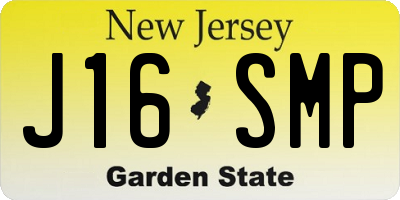 NJ license plate J16SMP
