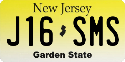 NJ license plate J16SMS
