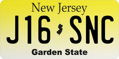 NJ license plate J16SNC