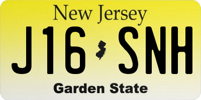 NJ license plate J16SNH