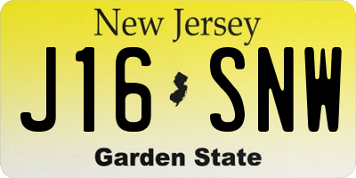 NJ license plate J16SNW