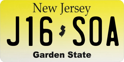 NJ license plate J16SOA