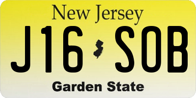 NJ license plate J16SOB