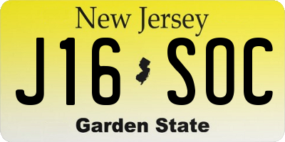 NJ license plate J16SOC