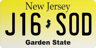 NJ license plate J16SOD