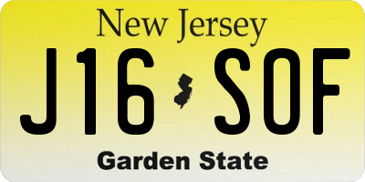 NJ license plate J16SOF