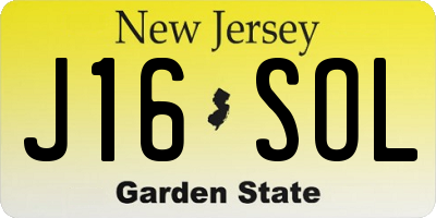 NJ license plate J16SOL