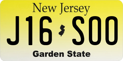 NJ license plate J16SOO