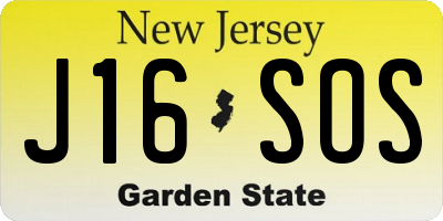 NJ license plate J16SOS