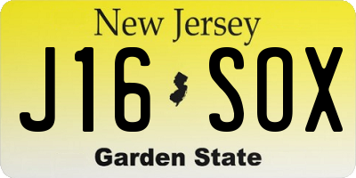NJ license plate J16SOX