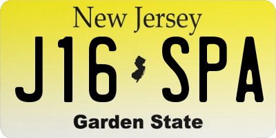 NJ license plate J16SPA