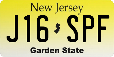 NJ license plate J16SPF