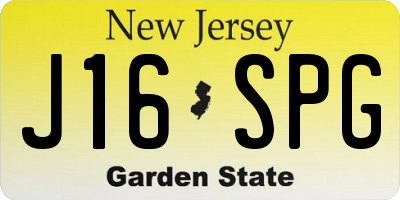 NJ license plate J16SPG