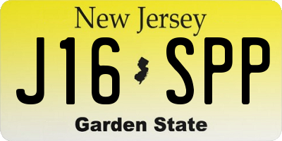 NJ license plate J16SPP