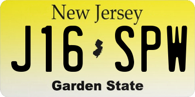 NJ license plate J16SPW