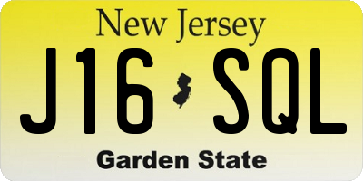 NJ license plate J16SQL