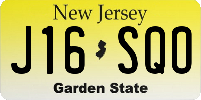 NJ license plate J16SQO