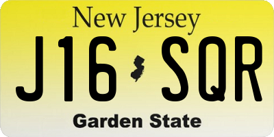 NJ license plate J16SQR