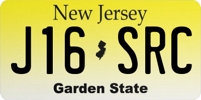 NJ license plate J16SRC