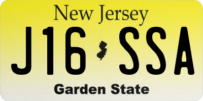 NJ license plate J16SSA