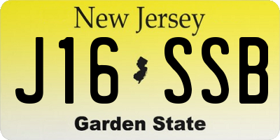 NJ license plate J16SSB