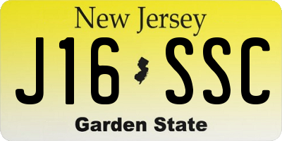 NJ license plate J16SSC