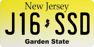 NJ license plate J16SSD