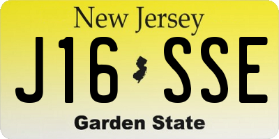 NJ license plate J16SSE