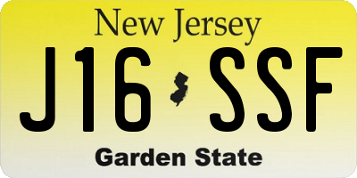 NJ license plate J16SSF