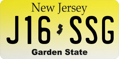 NJ license plate J16SSG