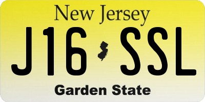 NJ license plate J16SSL