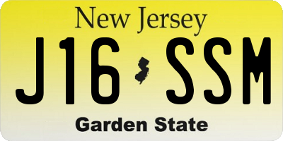 NJ license plate J16SSM