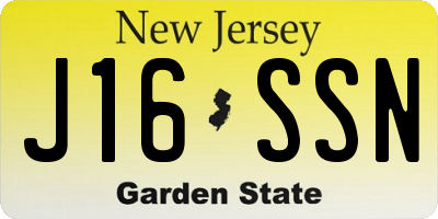 NJ license plate J16SSN