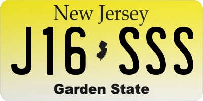 NJ license plate J16SSS