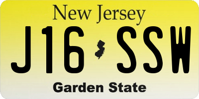 NJ license plate J16SSW