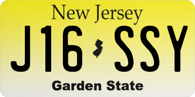 NJ license plate J16SSY