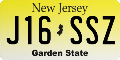 NJ license plate J16SSZ