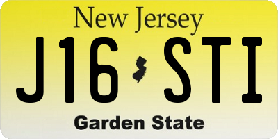 NJ license plate J16STI