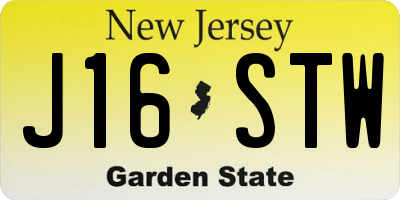NJ license plate J16STW