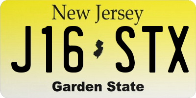 NJ license plate J16STX