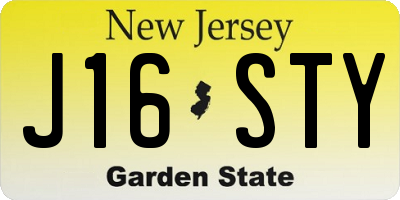 NJ license plate J16STY