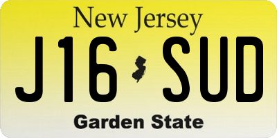 NJ license plate J16SUD