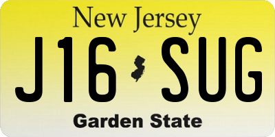 NJ license plate J16SUG