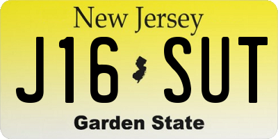 NJ license plate J16SUT